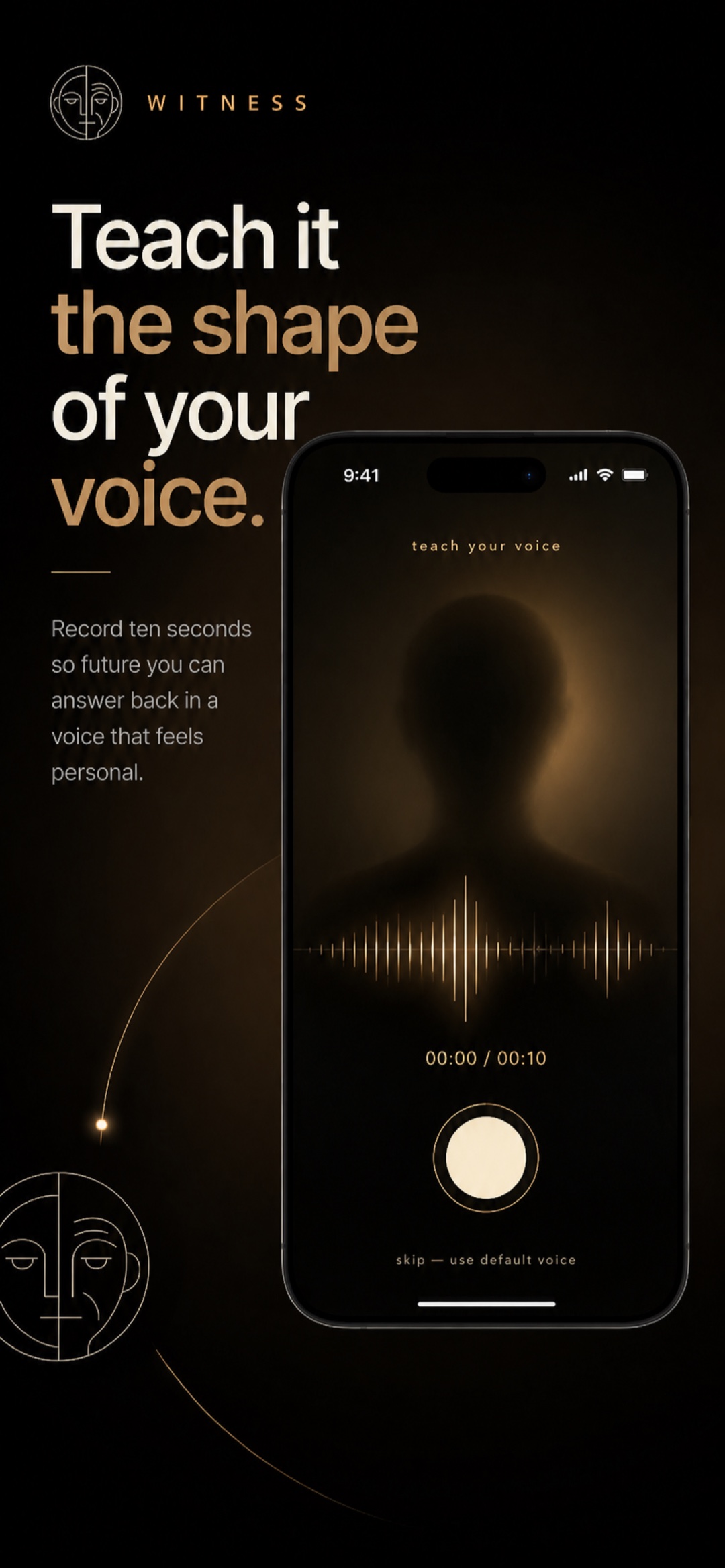 Witness voice setup screen with an audio waveform.